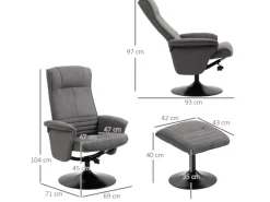 HOMCOM Relaxsessel mit Hocker Drehbar bis 150 kg Belastbar