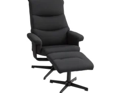 HOMCOM Relaxsessel mit Hocker Polyester Schwarz 74L x 81B x 102H cm