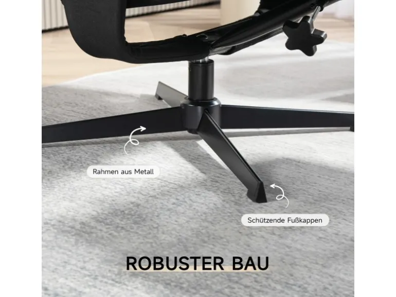 HOMCOM Relaxsessel mit Hocker Polyester Schwarz 74L x 81B x 102H cm