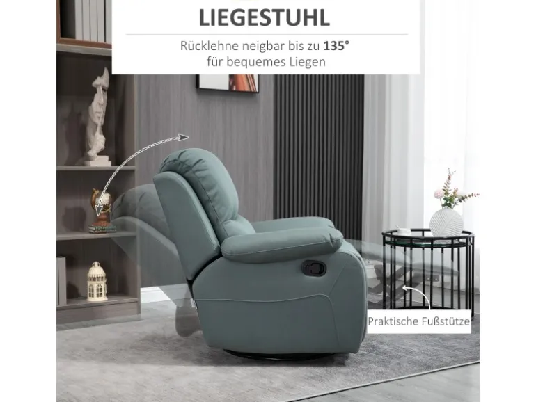 HOMCOM Relaxsessel mit Liegefunktion und Fußstütze