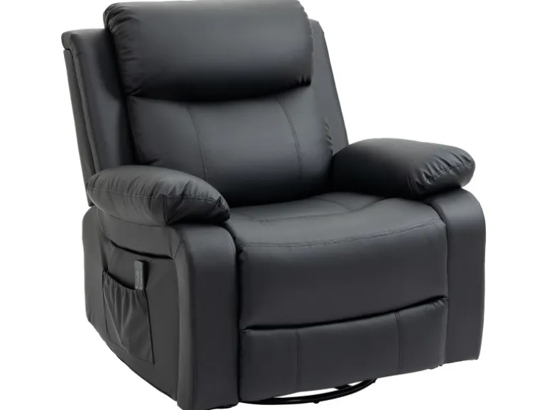 HOMCOM Relaxsessel mit Massagefunktion Elektrisch Kunstleder Schwarz