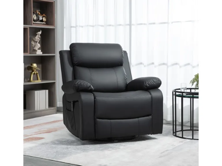 HOMCOM Relaxsessel mit Massagefunktion Elektrisch Kunstleder Schwarz