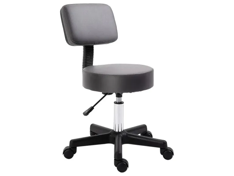 HOMCOM Rollhocker Höhenverstellbar mit Lehne Ø35 x 72-84 cm