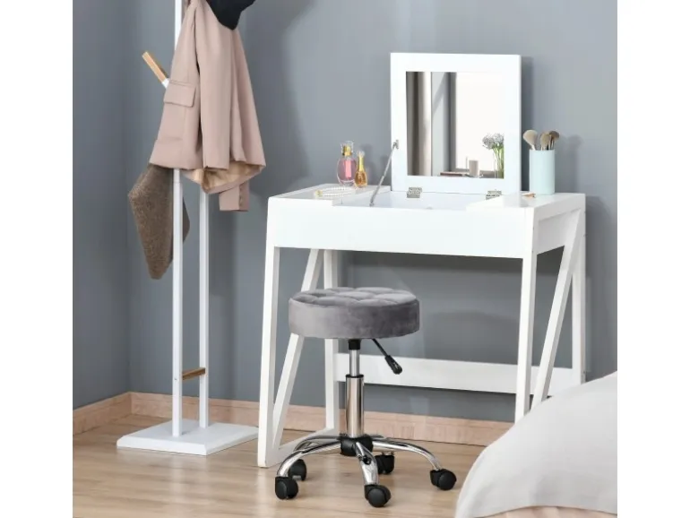 HOMCOM Salonstuhl mit Rädern Drehbar 35 x 35 x 49-61cm