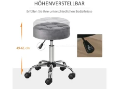 HOMCOM Salonstuhl mit Rädern Drehbar 35 x 35 x 49-61cm