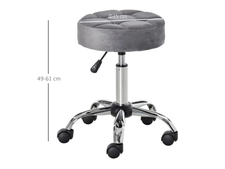 HOMCOM Salonstuhl mit Rädern Drehbar 35 x 35 x 49-61cm