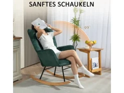 HOMCOM Schaukelstuhl Kord Buchenholz Stahl Schaumstoff