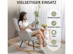HOMCOM Schaukelstuhl Kord Buchenholz Stahl Schaumstoff