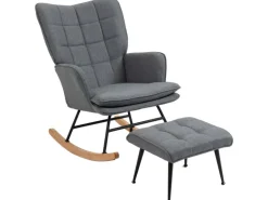 HOMCOM Schaukelstuhl mit Hocker