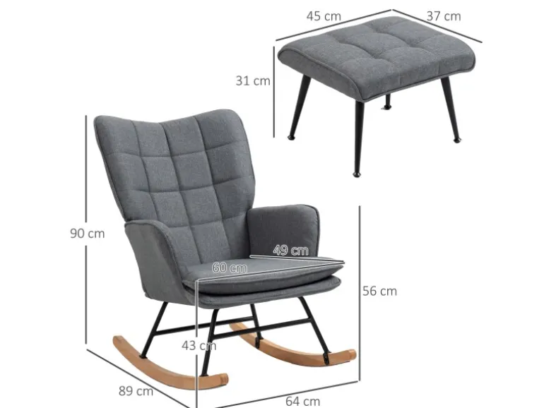 HOMCOM Schaukelstuhl mit Hocker