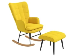 HOMCOM Schaukelstuhl mit Hocker 64x90x89 cm