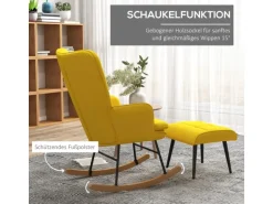 HOMCOM Schaukelstuhl mit Hocker 64x90x89 cm