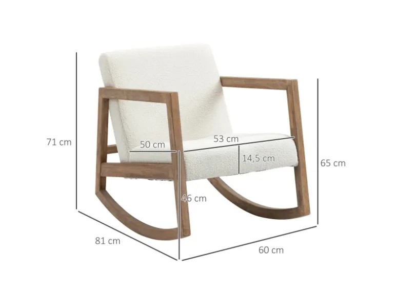 HOMCOM Schaukelstuhl mit Holzrahmen 60 x 81 x 71 cm