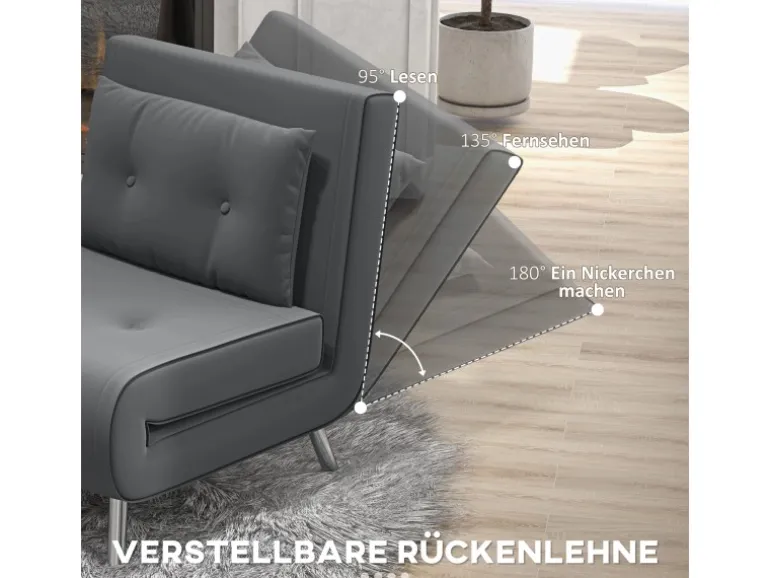 HOMCOM Schlafsessel mit Bettfunktion Kissen 77 x 88 x 83 cm