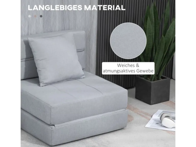 HOMCOM Schlafsessel Polybaumwolle Schaumstoff Hellgrau 70L x 70B x 61H cm