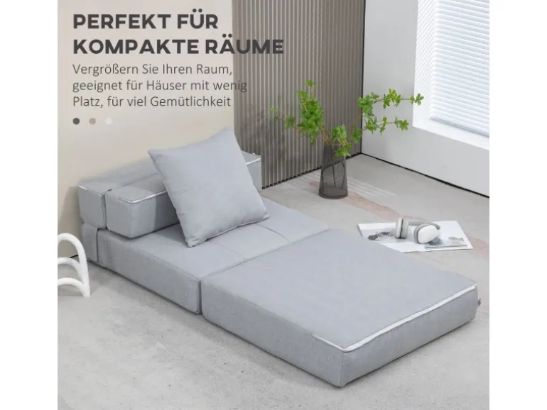 HOMCOM Schlafsessel Polybaumwolle Schaumstoff Hellgrau 70L x 70B x 61H cm