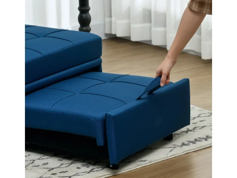 HOMCOM Schlafsessel Polyester Schaumstoff Blau 65,5L x 104B x 81H cm
