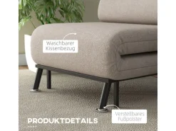 HOMCOM Schlafsessel Stahl Polyester Beige 75L x 70B x 75H cm