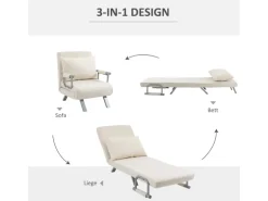 HOMCOM Schlafsofa mit Armlehne 3-in-1 Multifunktion 65 x 69 x 80 cm