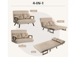 HOMCOM Schlafsofa mit Bettfunktion Rückenkissen 102 x 73 x 81 cm