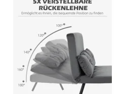 HOMCOM Schlafsofa mit Bettfunktion Rückenkissen 102B x 73T x 81H cm