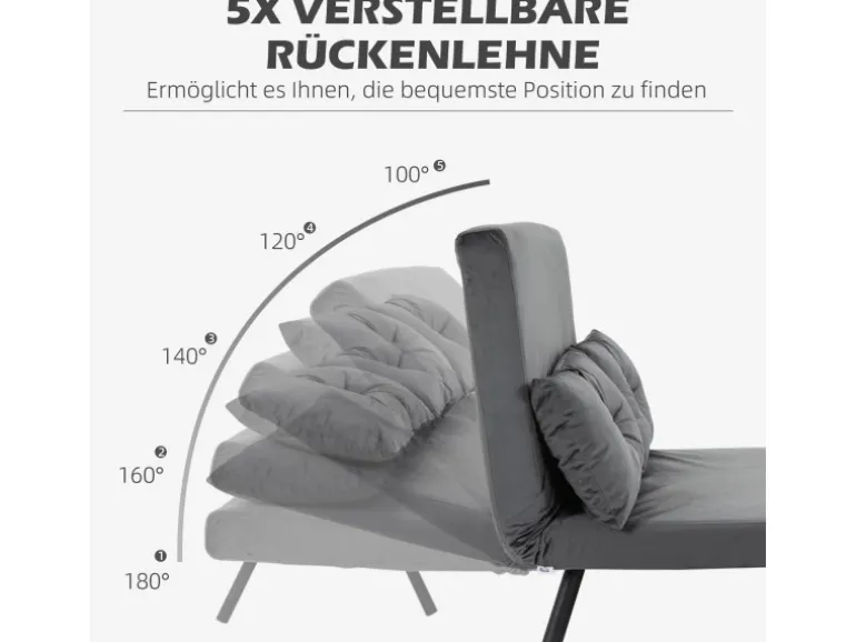 HOMCOM Schlafsofa mit Bettfunktion Rückenkissen 102B x 73T x 81H cm