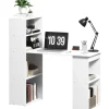 HOMCOM Schreibtisch mit Regal Laptoptisch Büroregal Weiß 120 x 55 x 120 cm