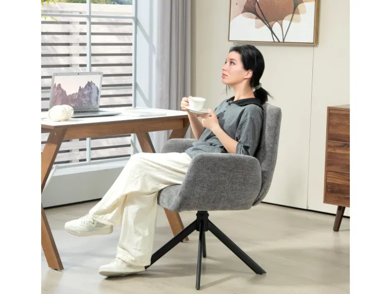 HOMCOM Sessel Drehbar Loungesessel mit Armlehne für Wohnzimmer Schlafzimmer Dunkelgrau