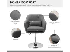 HOMCOM Sessel mit Armlehne Polyester Dunkelgrau 60B x 60T x 79-91H cm