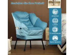 HOMCOM Sessel mit Seitentasche Polyester Blau 80L x 78B x 100H cm