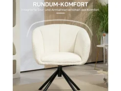 HOMCOM Sessel Polyester Metall Cremeweiß 58,5L x 59B x 78,5H cm