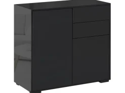 HOMCOM Sideboard mit Schublade Spanplatte MDF Schwarz 79L x 36B x 74H cm