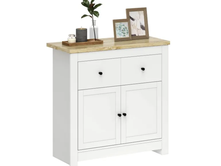 HOMCOM Sideboard Spanplatte 79L x 35B x 80H cm Weiß