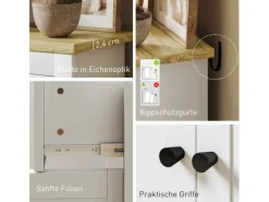 HOMCOM Sideboard Spanplatte 79L x 35B x 80H cm Weiß