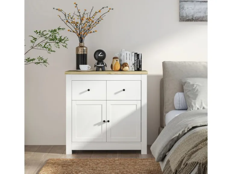 HOMCOM Sideboard Spanplatte 79L x 35B x 80H cm Weiß
