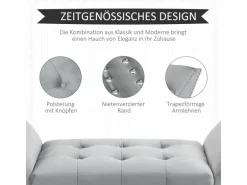 HOMCOM Sitzbank mit Samtoptik für Schlafzimmer Gummiholz Hellgrau 114 x 46 x 56 cm