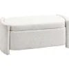 HOMCOM Sitzbank mit Stauraum Deckel Samtoptik für Wohnzimmer Creme 105 x 44 x 45,5 cm