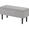 HOMCOM Sitzbank mit Stauraum Klappdeckel Samtoptik Grau 95 x 38 x 45 cm