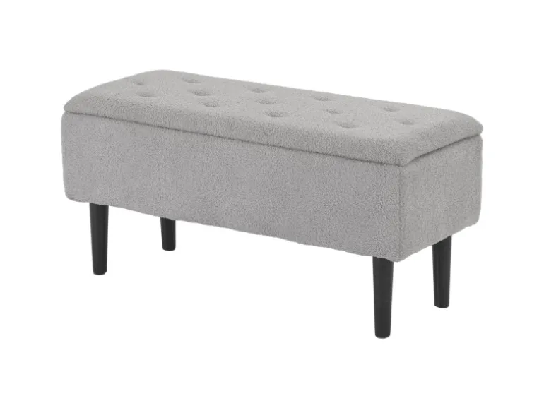 HOMCOM Sitzbank mit Stauraum Klappdeckel Samtoptik Grau 95 x 38 x 45 cm