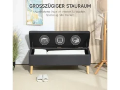 HOMCOM Sitzbank mit Stauraum Polsterbank 110 x 39 x 45 cm Dunkelgrau