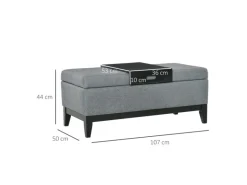 HOMCOM Sitzbank mit Stauraum Aufbewahrungsbox Dunkelgrau Schwarz 107 x 50 x 44cm