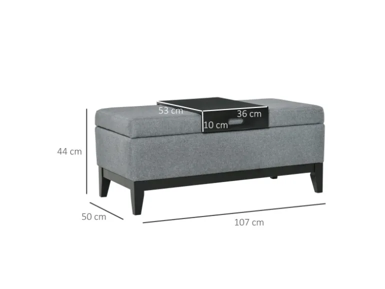 HOMCOM Sitzbank mit Stauraum Aufbewahrungsbox Dunkelgrau Schwarz 107 x 50 x 44cm