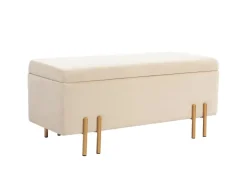 HOMCOM Sitzbank mit Stauraum Samt Holz Beige 100L x 40B x 42H cm
