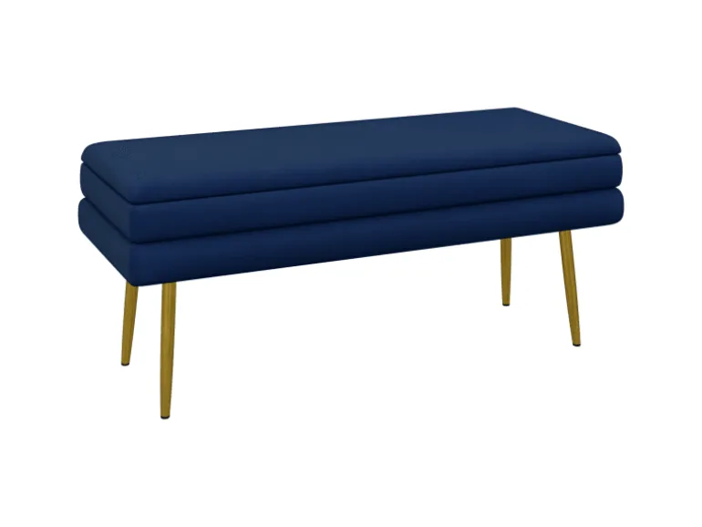HOMCOM Sitzbank Polsterbank Stauraum Samtoptik Bettbank Blau 100 x 37 x 42 cm