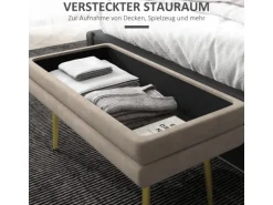 HOMCOM Sitzbank Polsterbank mit Stauraum Samtoptik Beige 79 x 37 x 43 cm