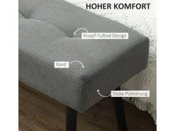 HOMCOM Sitzbank Polsterbank Cordbezug Getuftete Bettbank 100 x 36 x 45 cm Grau