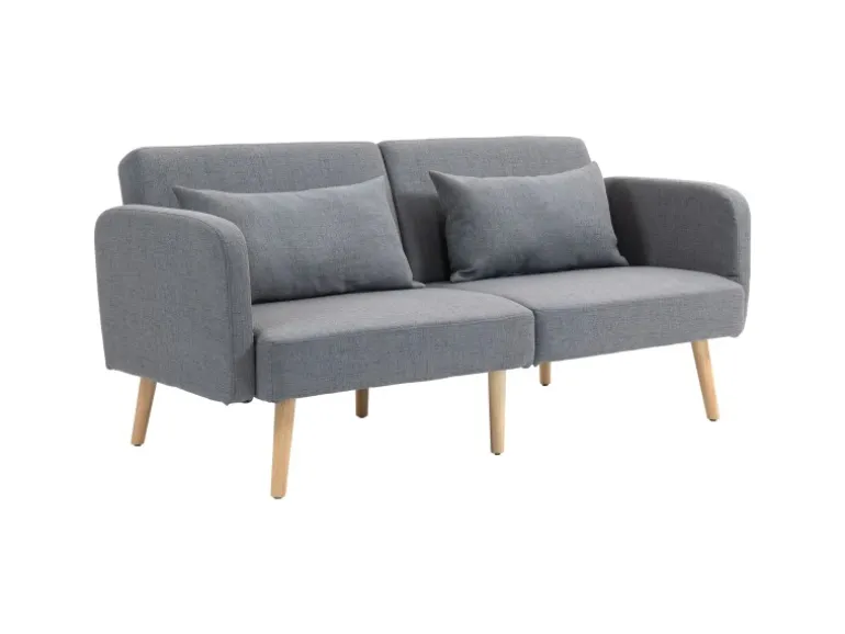 HOMCOM 2-Sitzer Klappbett mit Bettfunktion 2 Wurfkissen 170 x 83 x 80 cm