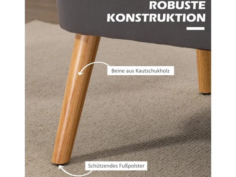 HOMCOM 2-Sitzer Stoffsofa Holz 117 x 56,5 x 77cm