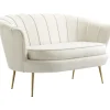 HOMCOM 2-Sitzer-Sofa Polyester Metall Cremeweiß 130L x 77B x 77H cm