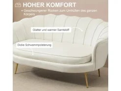 HOMCOM 2-Sitzer-Sofa Polyester Metall Cremeweiß 130L x 77B x 77H cm